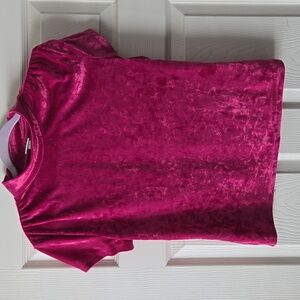 Pink velvet mock neck